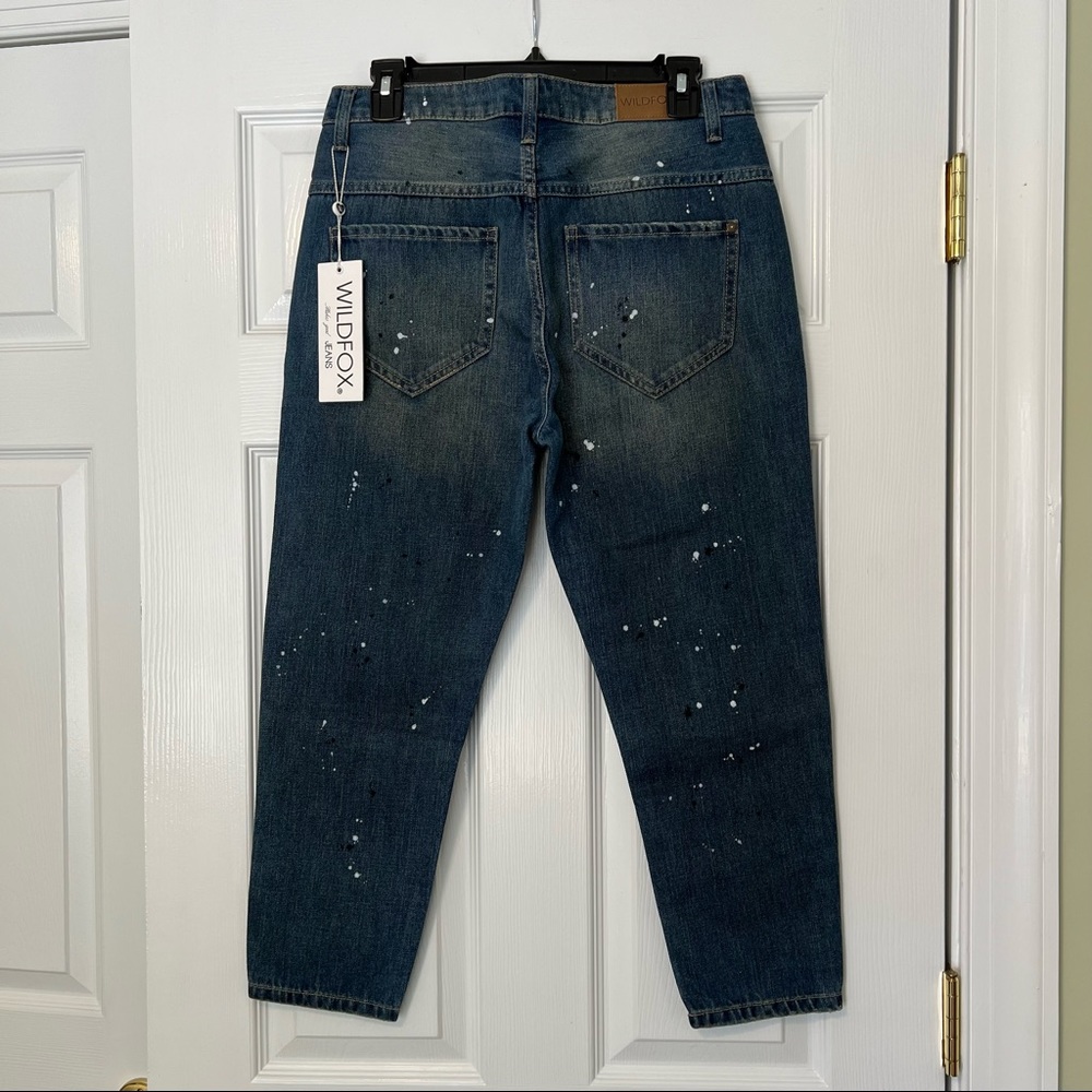 WildFox jeans wide leg Baggy Crop Da Vinci wash NWT 26